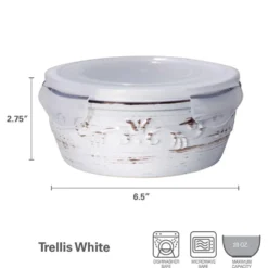 Trellis White Storage Bowl with Lid