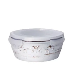 Trellis White Storage Bowl with Lid
