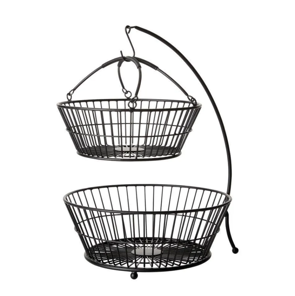 Tully 2 Tier Fruit Storage Basket with Banana Hook