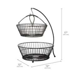 Tully 2 Tier Fruit Storage Basket with Banana Hook