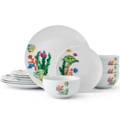 Underwater Life 12 Piece Dinnerware Set, Service for 4