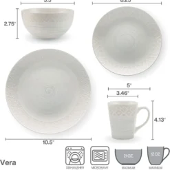 Vera 16 Piece Dinnerware Set, Service for 4