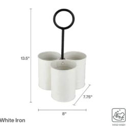 White Flatware Metal Storage Caddy