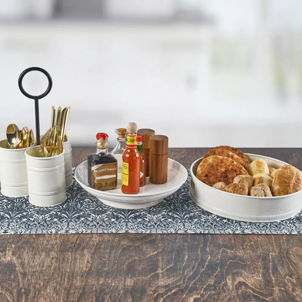 White Flatware Metal Storage Caddy
