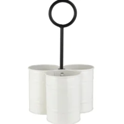 White Flatware Metal Storage Caddy