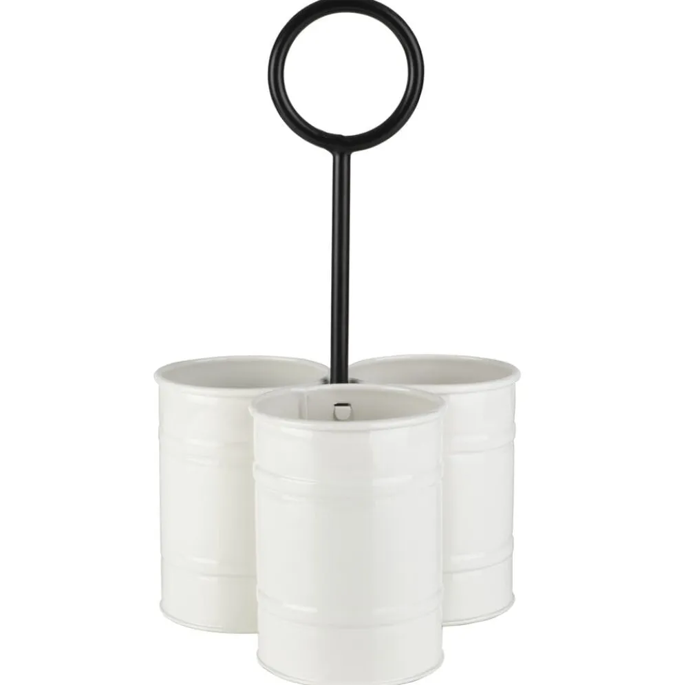 White Flatware Metal Storage Caddy