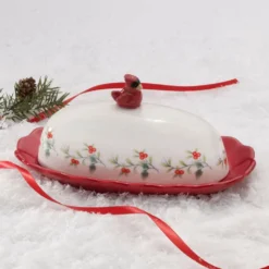 Winterberry® Cardinal Ruffled Butter Dish