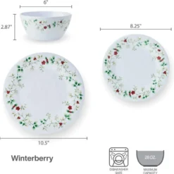 Winterberry® Melamine 24 Piece Dinnerware Set, Service for 8