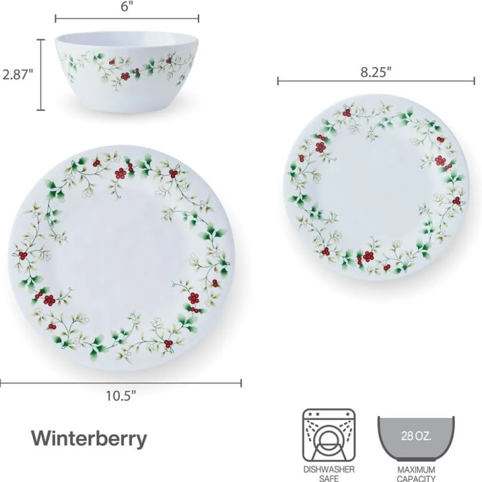 Winterberry® Melamine 24 Piece Dinnerware Set, Service for 8