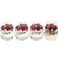 Winterberry® Ribbon Set of 4 Stemless Wine Glasses