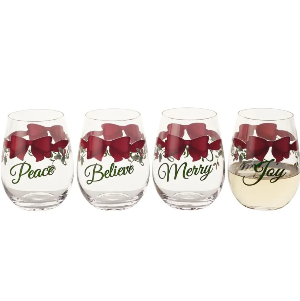 Winterberry® Ribbon Set of 4 Stemless Wine Glasses
