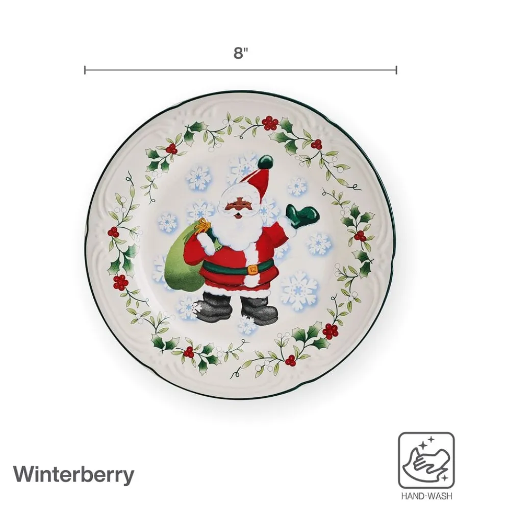 Winterberry® Set of 4 African American Jolly Santa Salad Plate