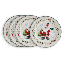 Winterberry® Set of 4 African American Jolly Santa Salad Plate