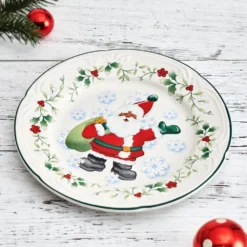 Winterberry® Set of 4 African American Jolly Santa Salad Plate