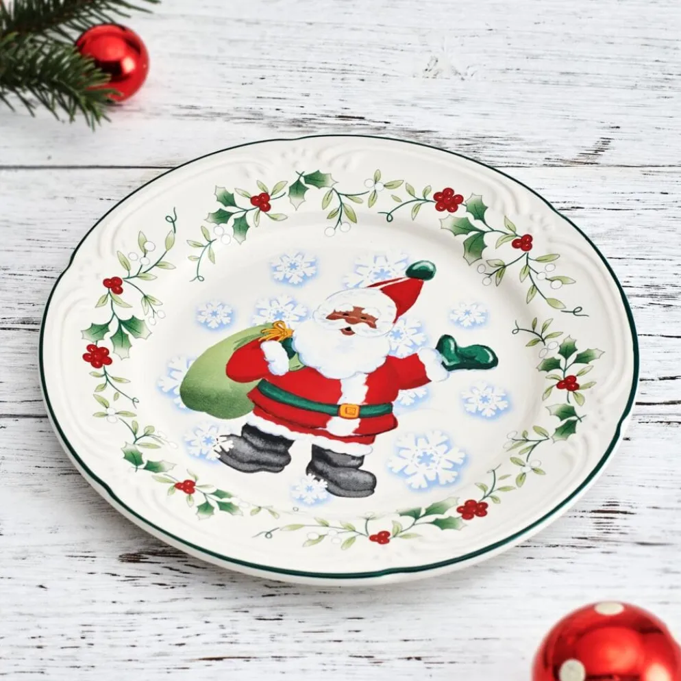Winterberry® Set of 4 African American Jolly Santa Salad Plate