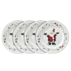 Winterberry® Set of 4 Jolly Santa Salad Plates