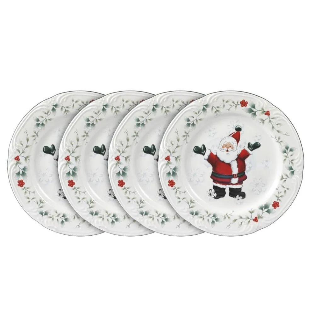 Winterberry® Set of 4 Jolly Santa Salad Plates