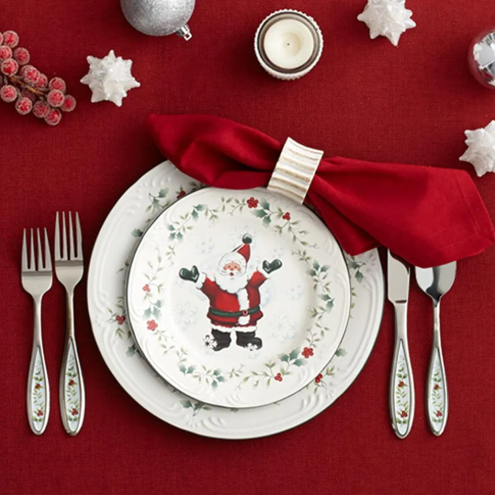 Winterberry® Set of 4 Jolly Santa Salad Plates