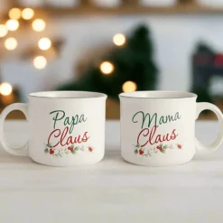 Winterberry® Set of 2 Mama and Papa Claus Mugs