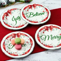 Winterberry® Set of 4 Red Ribbon Salad Plates