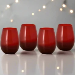 Winterberry® Set of 4 Red Stemless Wine Glasses