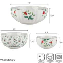 Winterberry® Set of 3 Scalloped Serving Bowls