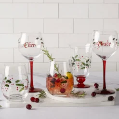 Winterberry® Set of 4 Sentiments Wine Goblets