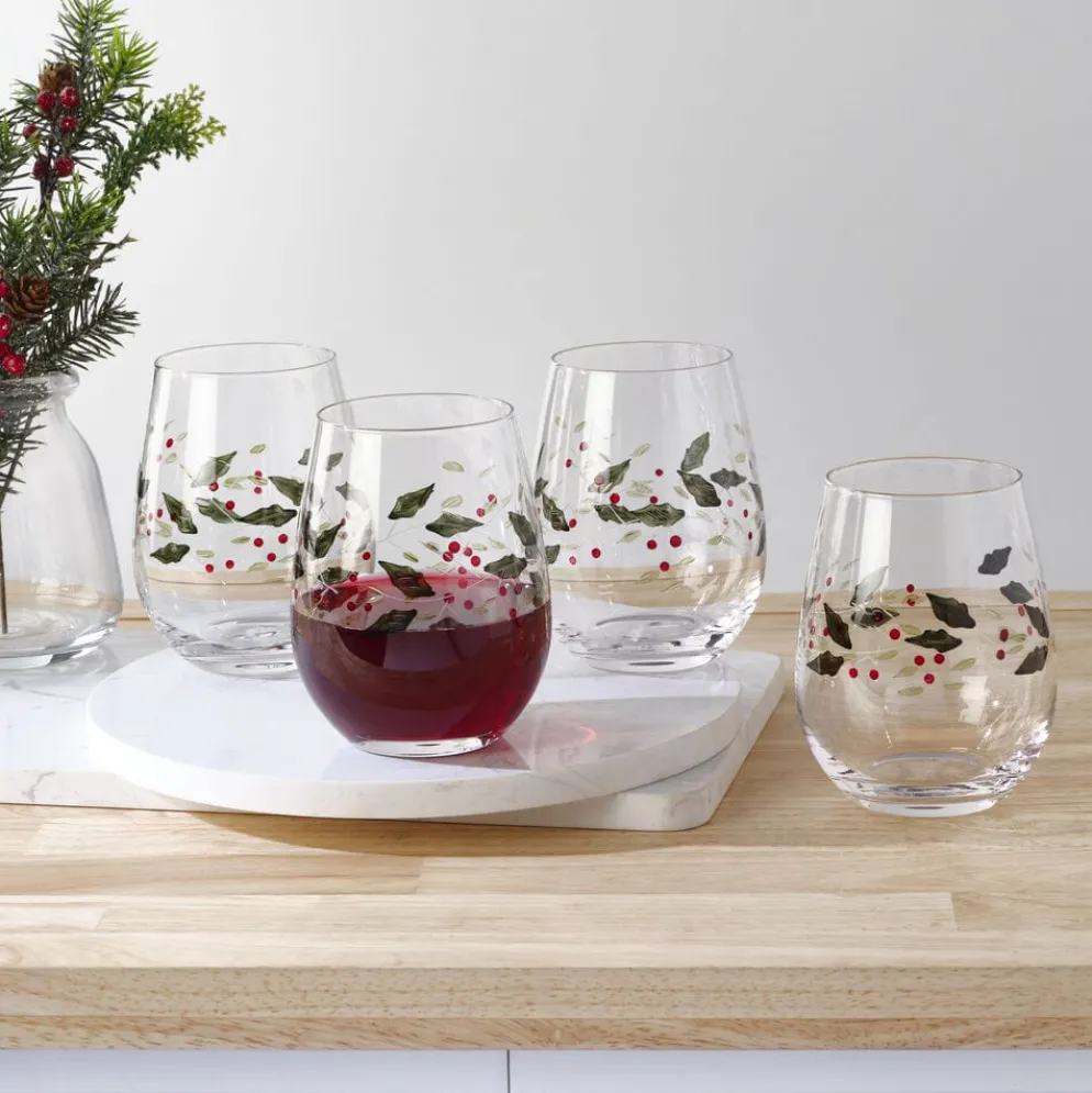 Winterberry® Set of 4 Stemless Wine Glasses
