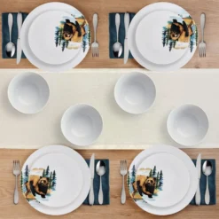 Woodland Animals 12 Piece Dinnerware Set, Service for 4