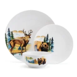 Woodland Animals 12 Piece Dinnerware Set, Service for 4