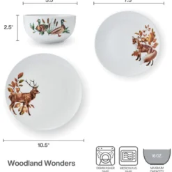 Woodland Wonders 12 Piece Dinnerware Set, Service for 4