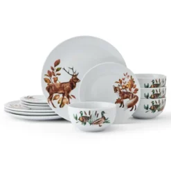 Woodland Wonders 12 Piece Dinnerware Set, Service for 4